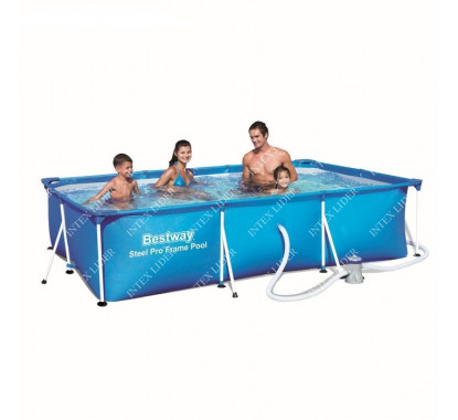 56411 BestWay Каркасный бассейн прямоугольный, 300х201х66см, фильтр-насос картр 1249 л/ч